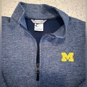 Blue Nike Michigan Wolverines Quarter-Zip Pullover with Yellow M Logo